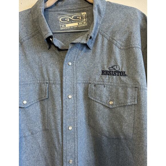 Game Guard Shirt Mens XL Blue Western Resistol Cowboy Fishing Pearl Snap Button - Picture 8 of 11